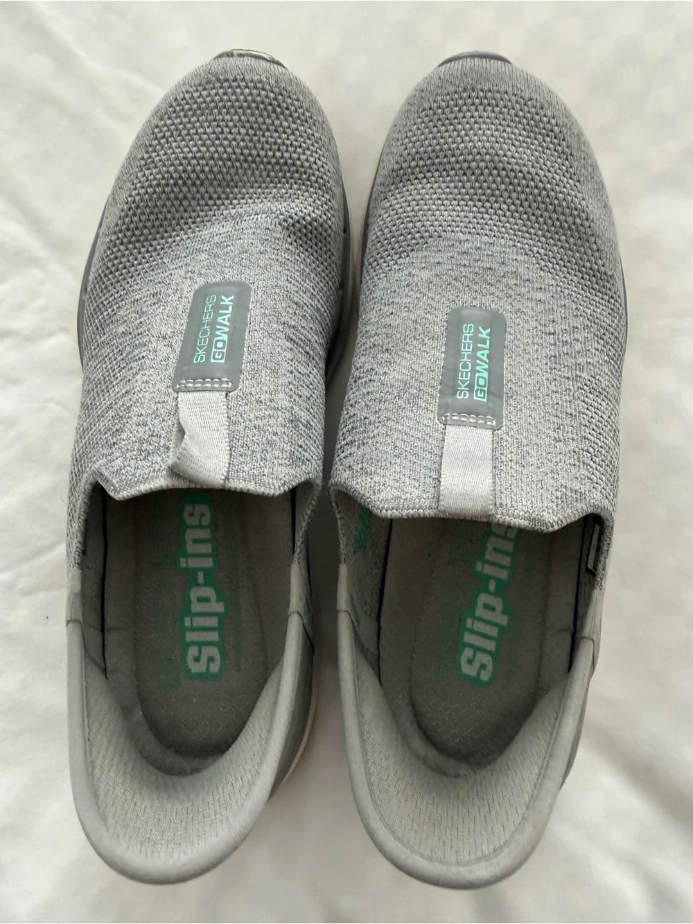 Skechers Slip-On Loafers in Light Gray Knit